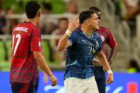 Ramón Sosa (24) celebrates his goal against Costa Rica